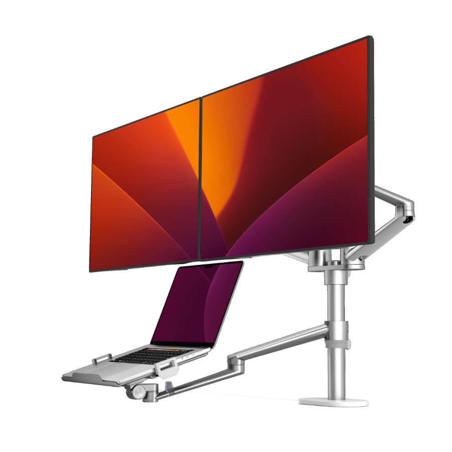 Alberenz Double Monitor Arm With Laptop Mount Silver - Alberenz -