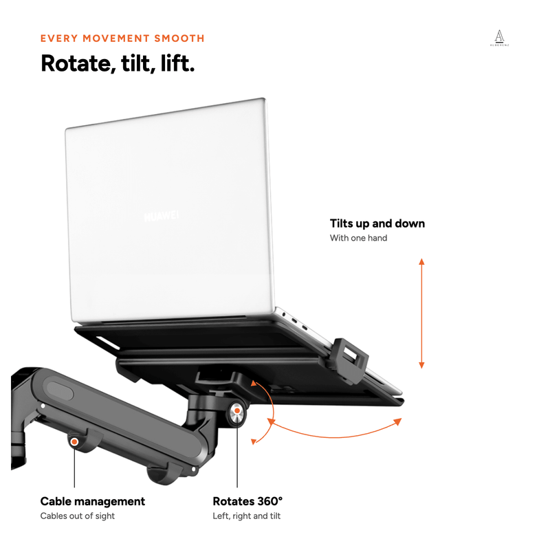 Alberenz® Laptoparm Gasveer - Donkergrijs