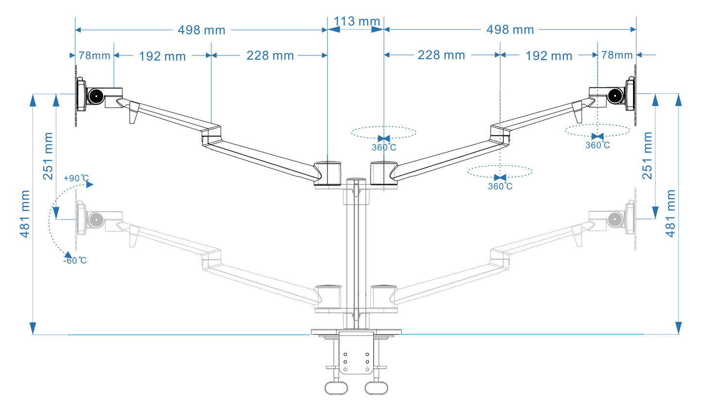 Alberenz® Monitor Mount for 2 Screens Silver - Alberenz -