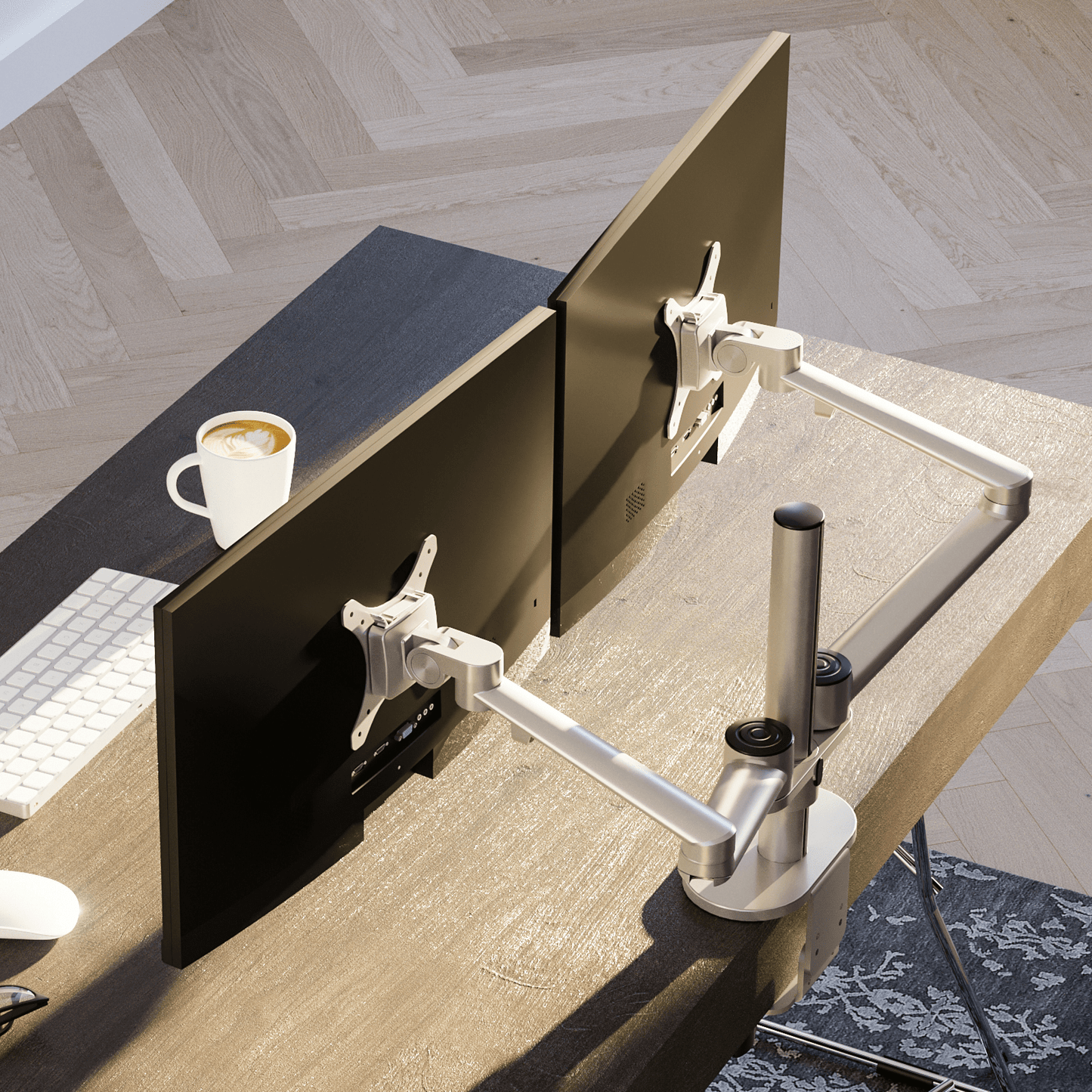 Alberenz Monitor Mount for 2 Screens Silver - Alberenz -