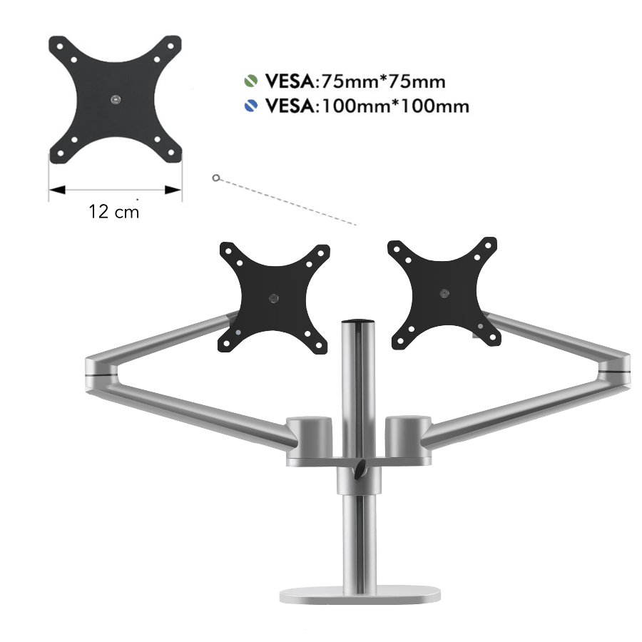 Alberenz Monitor Mount for 2 Screens Silver - Alberenz -