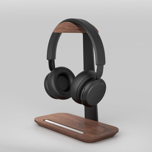 Alberenz® Walnut Headphone Stand with Pen Holder – Stylish Organization for Your Workspace - Alberenz -