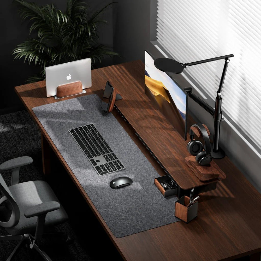 Alberenz® Orzechowy drewniany podwyższacz pod monitor – 2 monitory