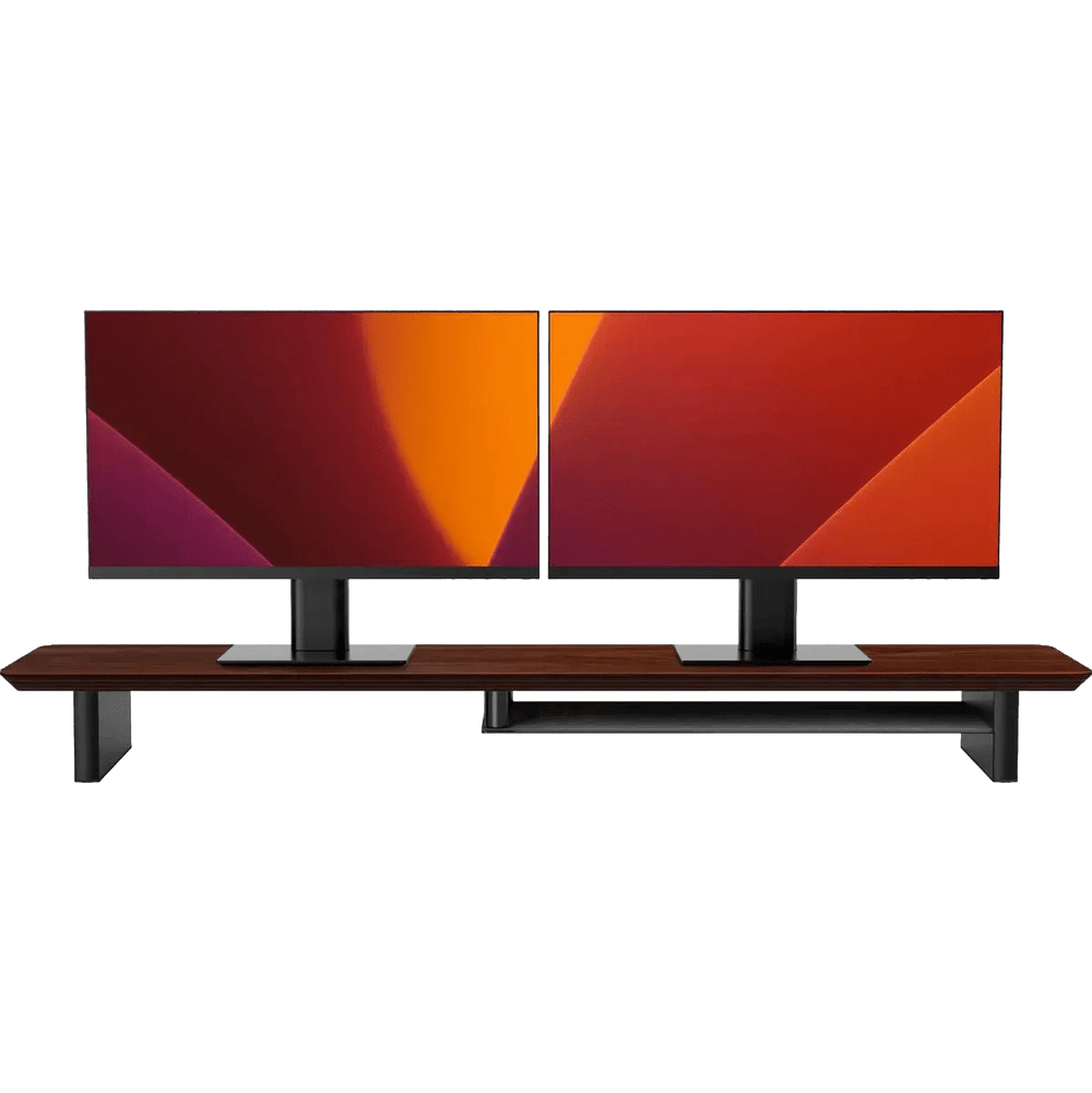 Alberenz® Orzechowy drewniany podwyższacz pod monitor – 2 monitory