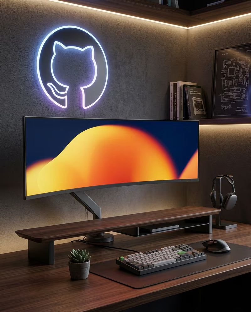 Alberenz® Orzechowy drewniany podwyższacz pod monitor – 2 monitory