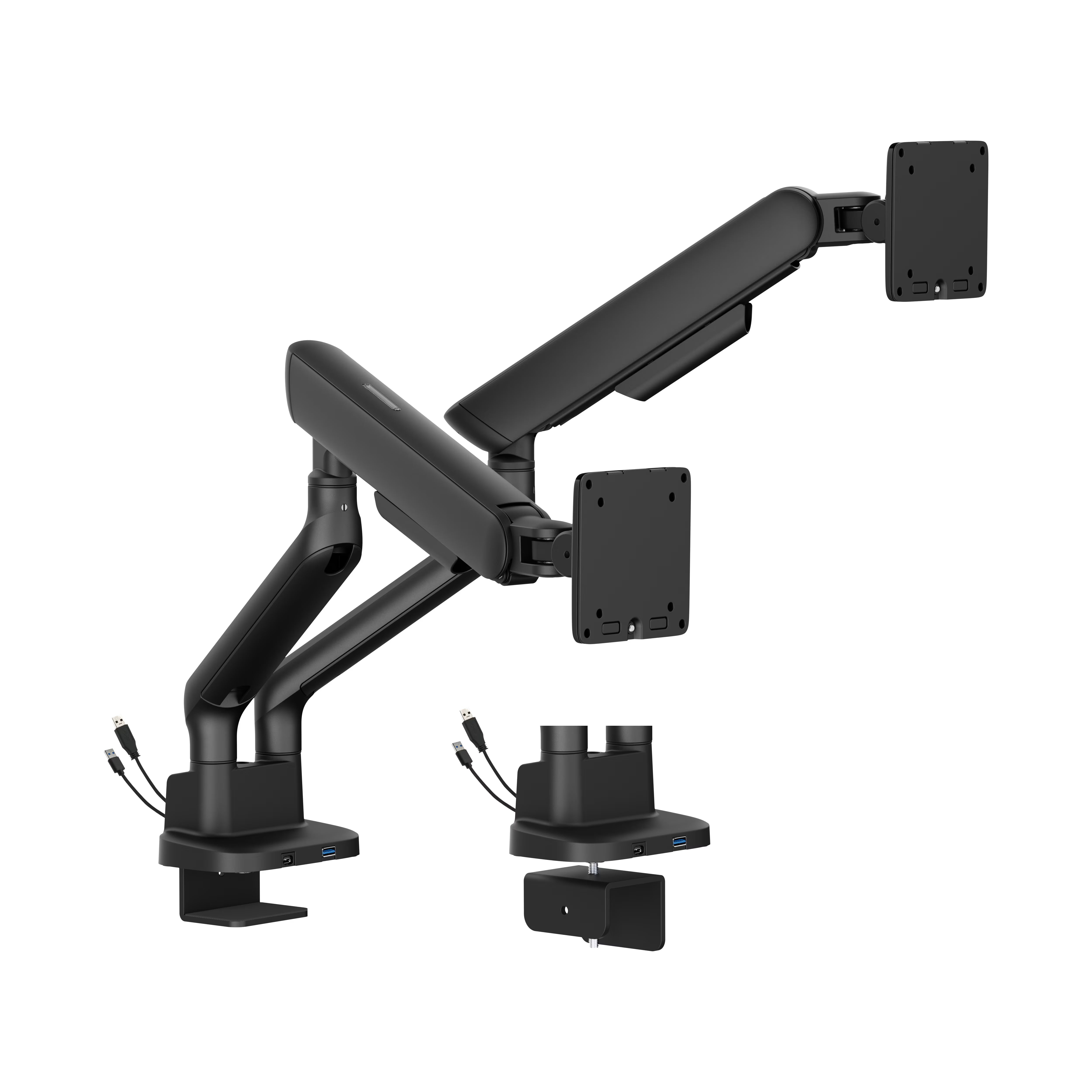 Alberenz Double Monitor Mount Gas Spring - Up until 35" - With USB - Black