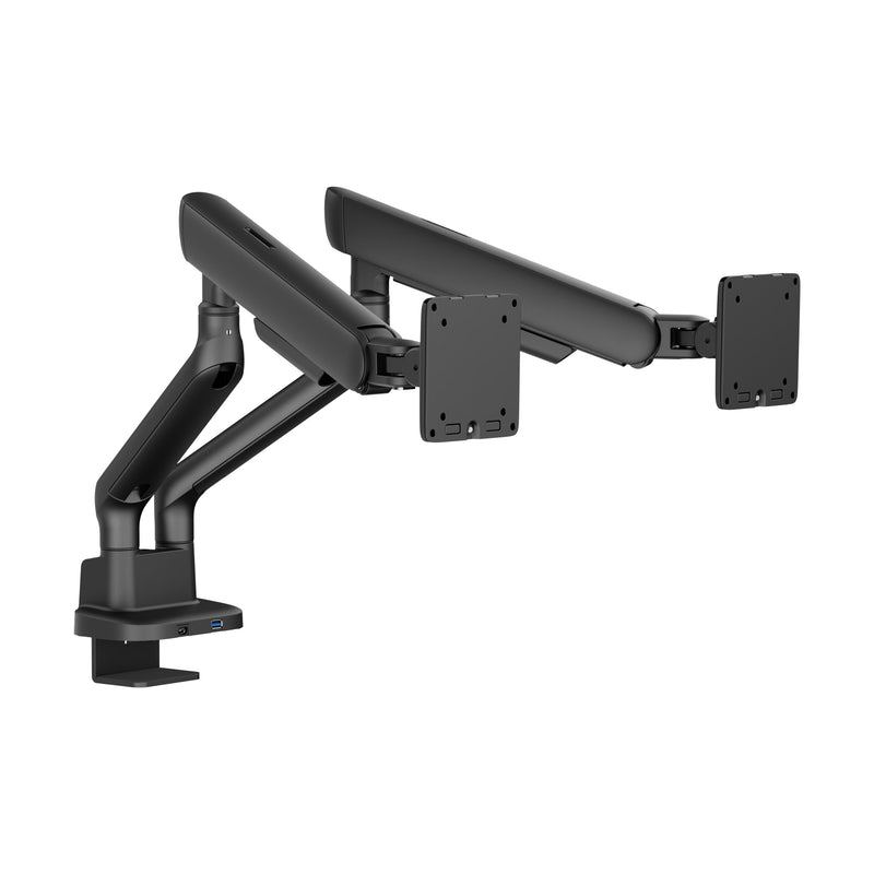Alberenz držák na dvojitý monitor s plynovou pružinou - až do 35" - s USB - černý
