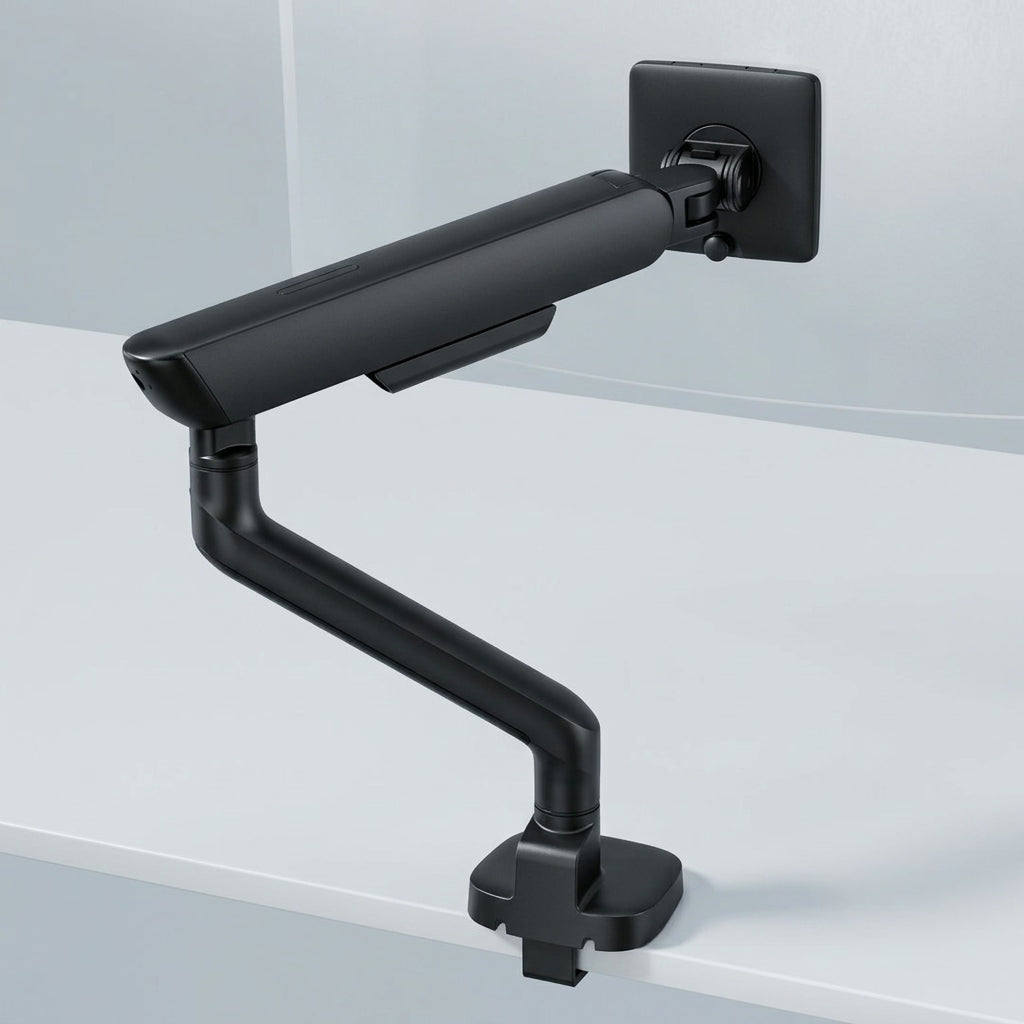 Alberenz single monitor arm gas spring - Up until 40 inch - with USB - Black