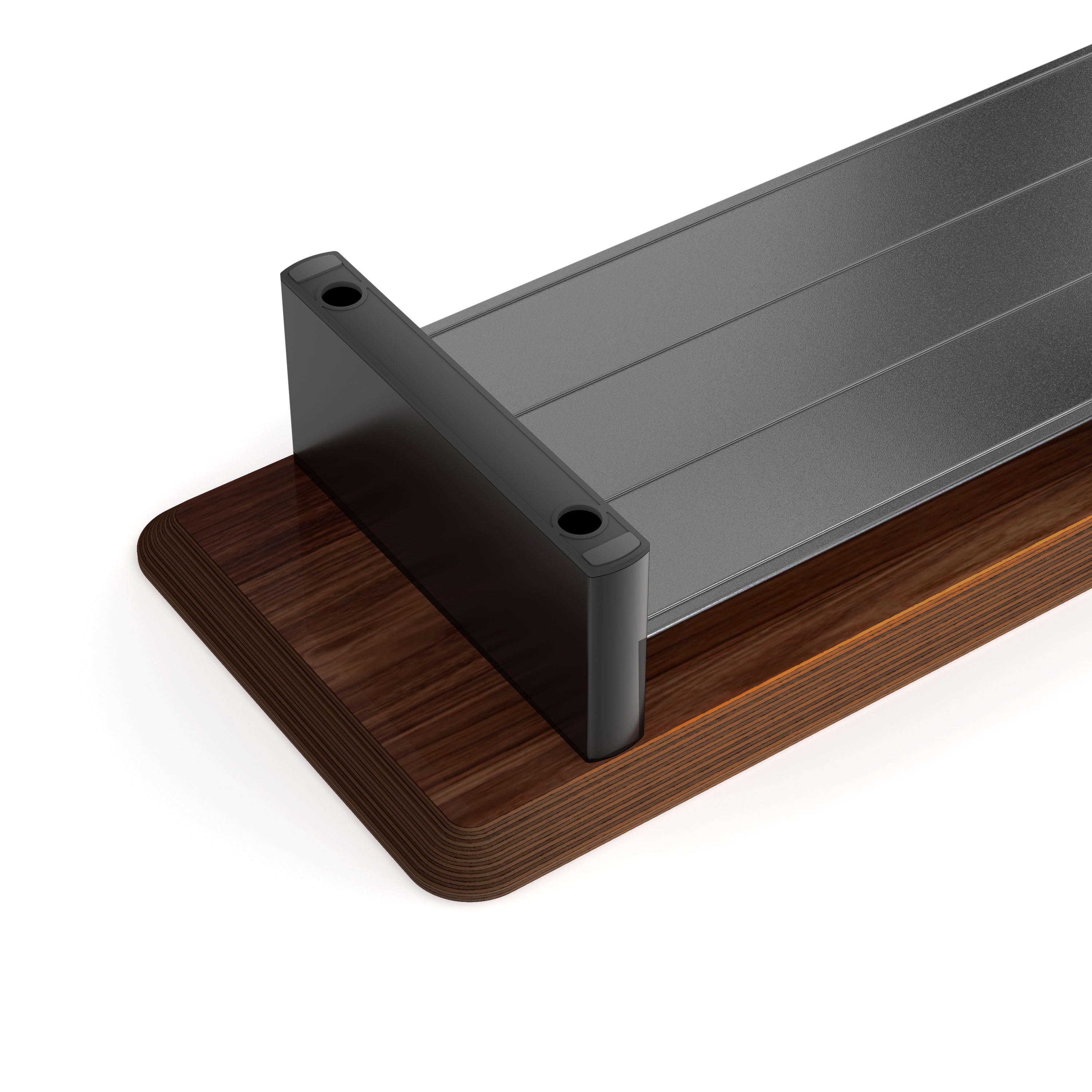 Ergo Starter Bundle – Single Monitor Arm (Dark Grey) + Walnut Monitor Riser