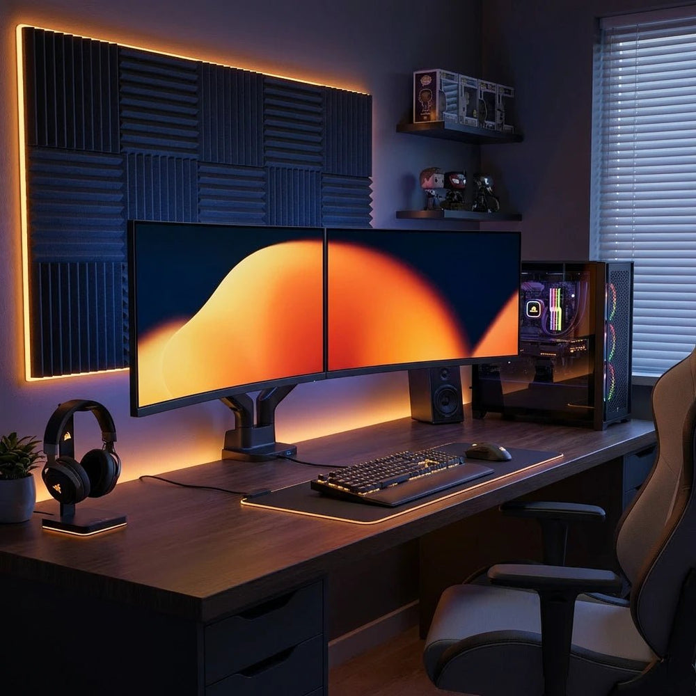 Alberenz držák na dvojitý monitor s plynovou pružinou - až do 35" - s USB - černý