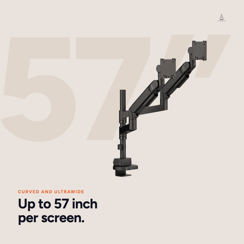 Alberenz® Dvojitý držák Heavy Duty s plynovou pružinou (2 obrazovky až 57 palců)