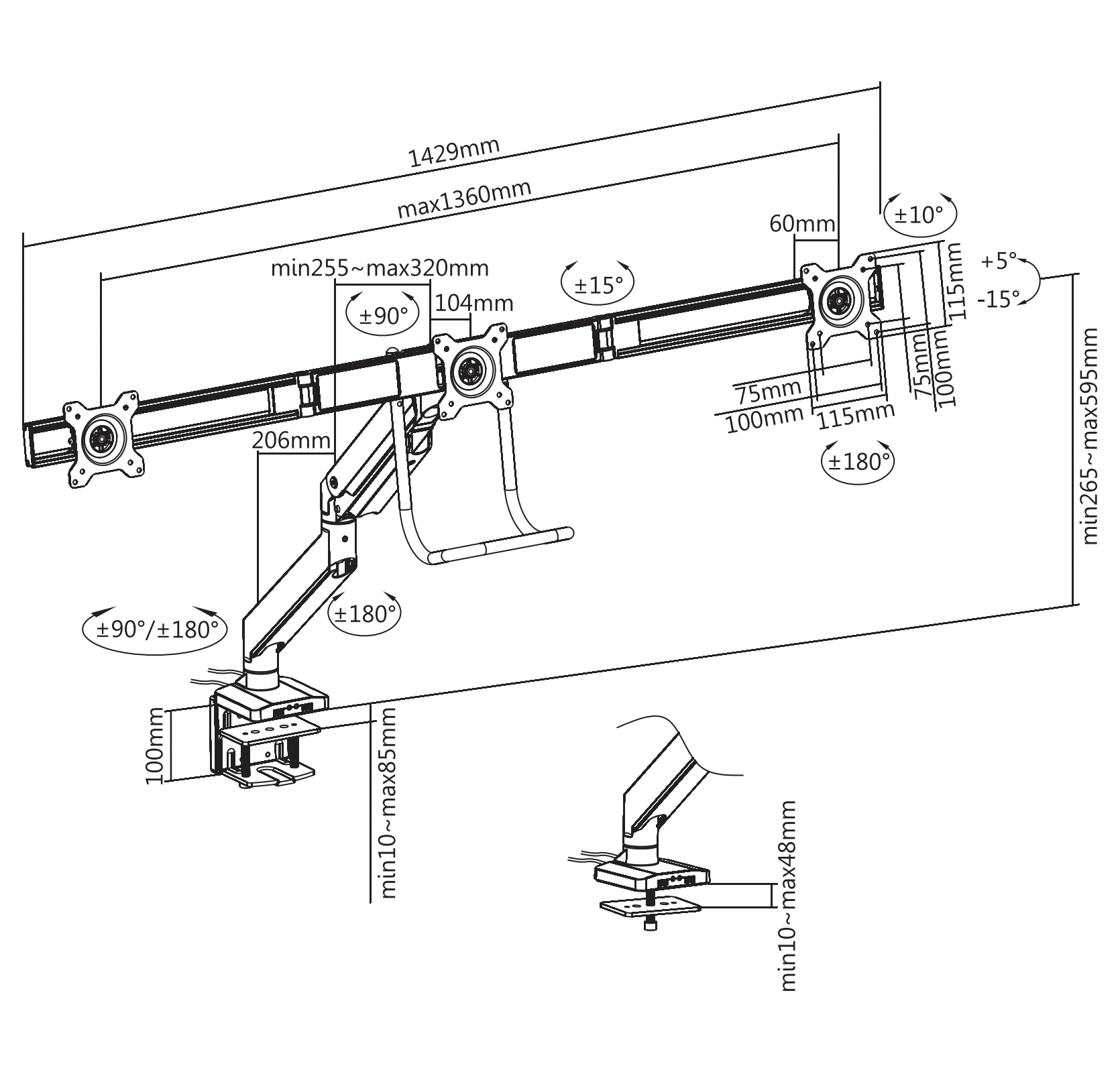 Alberenz® Monitor Mount for 3 Screens - Alberenz - Monitor mount