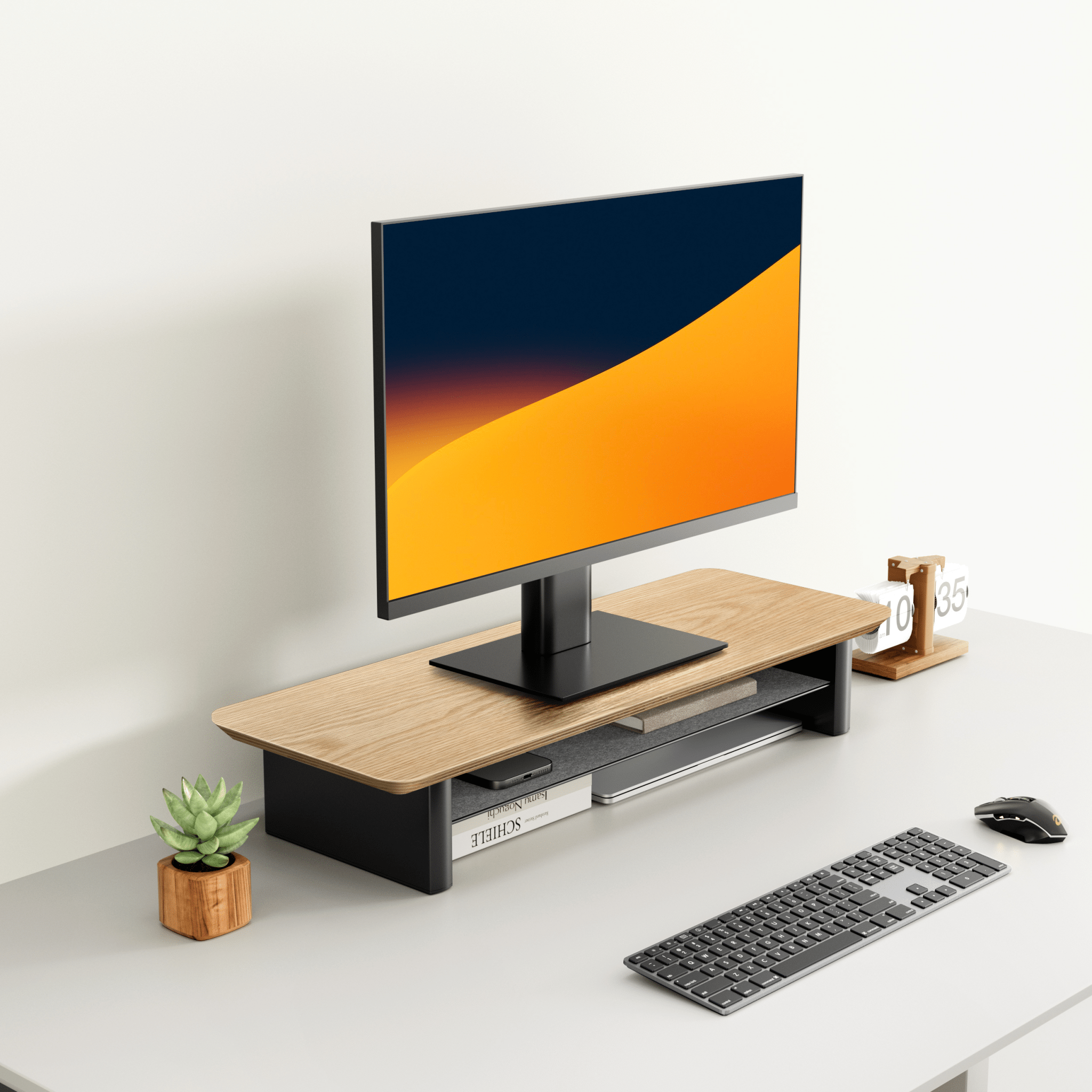 Alberenz® Oak Wooden Monitor Riser - 1 Monitor - Alberenz - Monitor riser