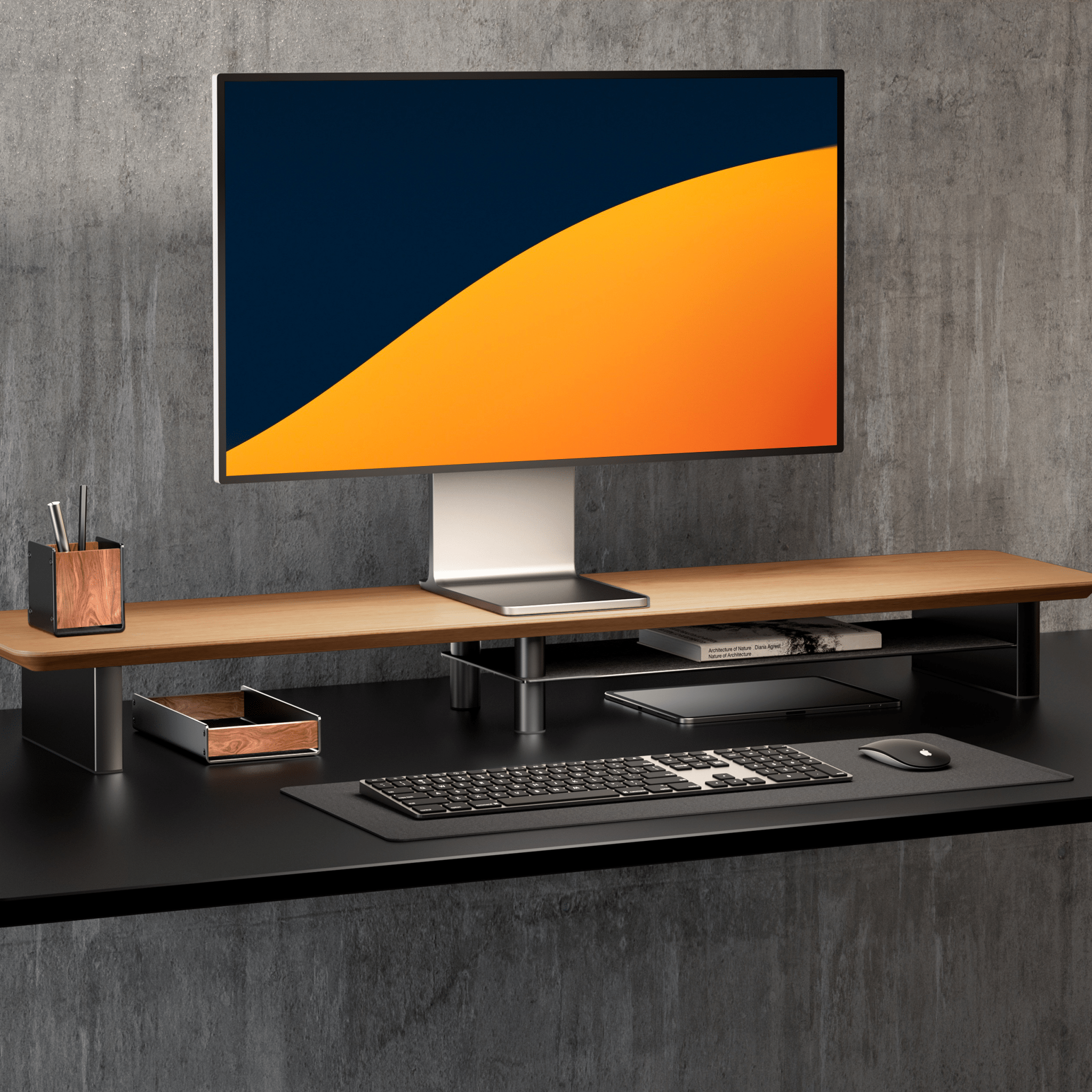 Alberenz® Oak Wooden Monitor Riser - 2 Monitors - Alberenz - Monitor riser