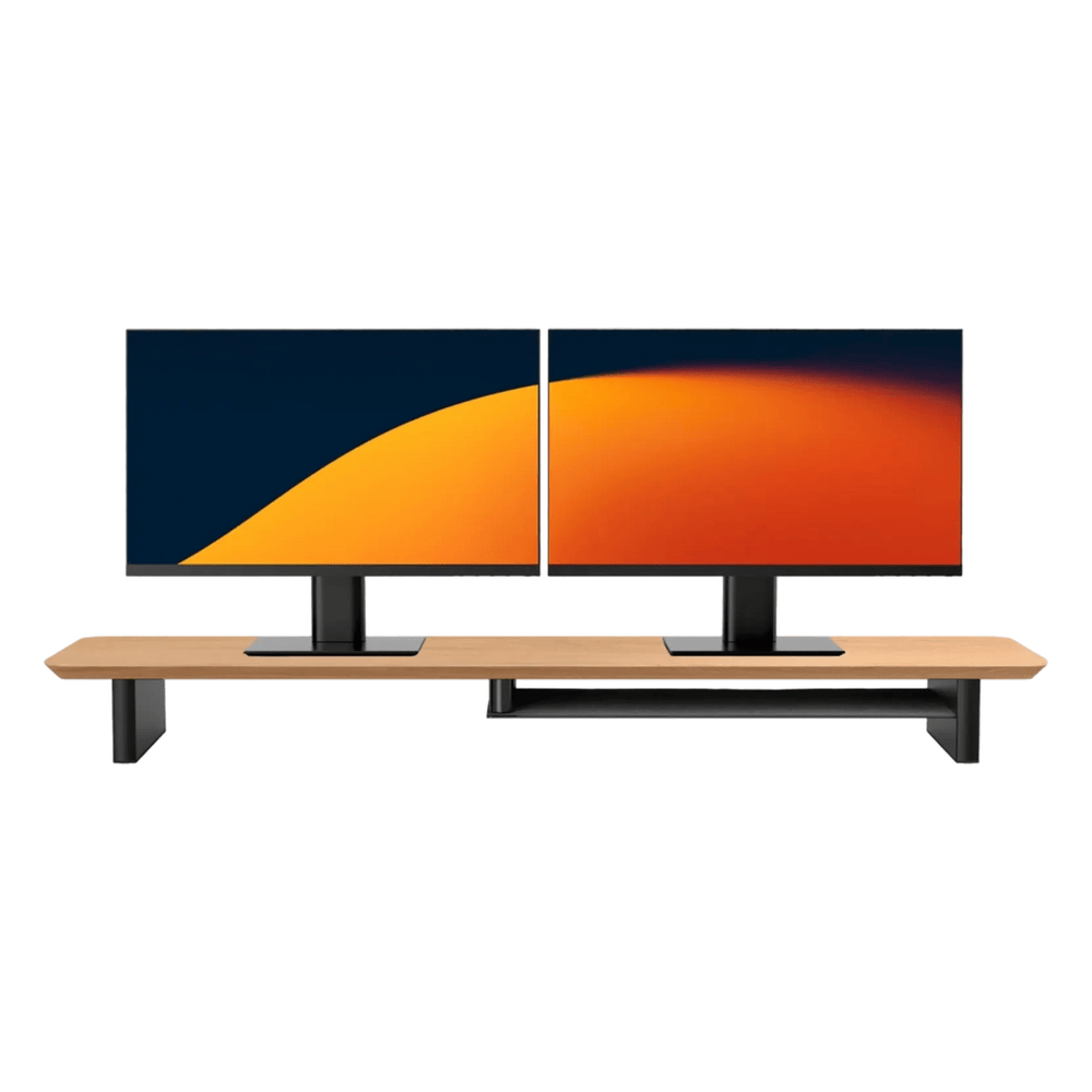 Alberenz® Eg Træ Monitorforhøjer - 2 Skærme