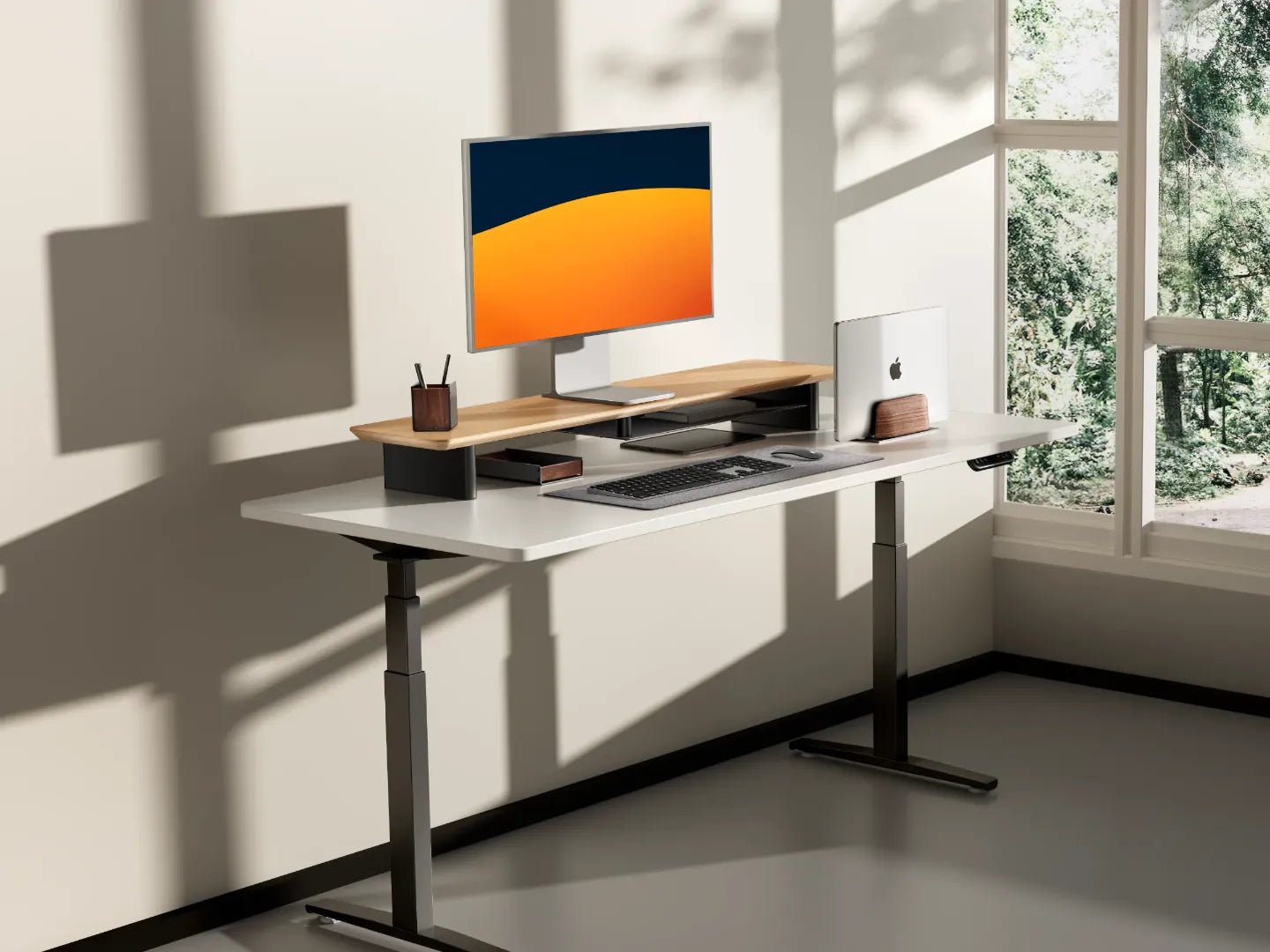 Alberenz® Oak Wooden Monitor Riser - 2 Monitors - Alberenz - Monitor riser