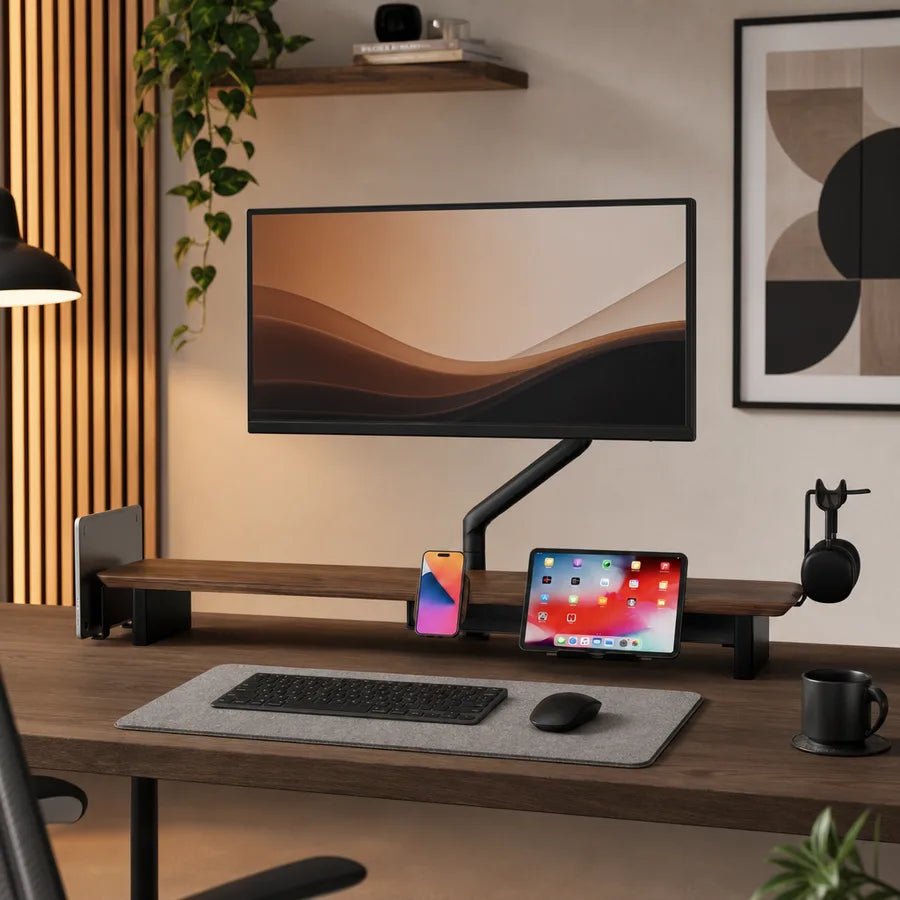 Alberenz eenzegen Monitorarm Gasfeder - Bis zu 40 Zoll - mat USB - Schwaarz