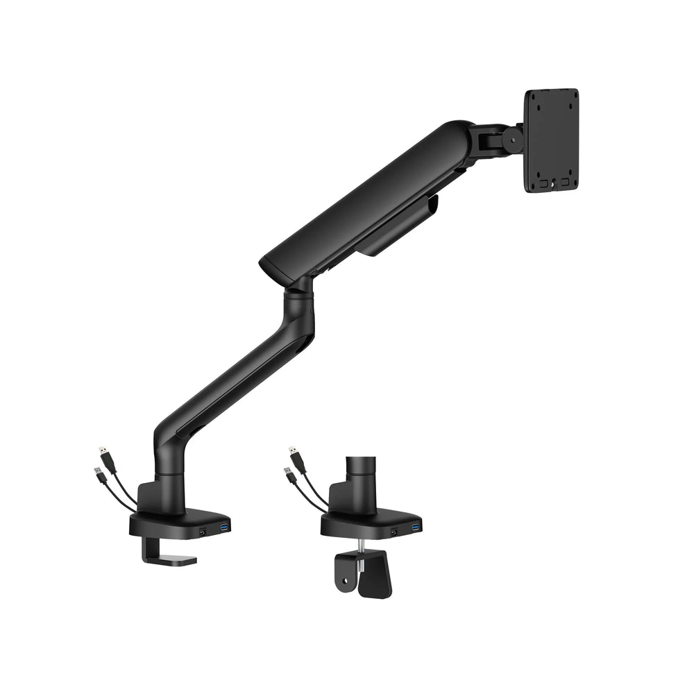 Alberenz eenzegen Monitorarm Gasfeder - Bis zu 40 Zoll - mat USB - Schwaarz