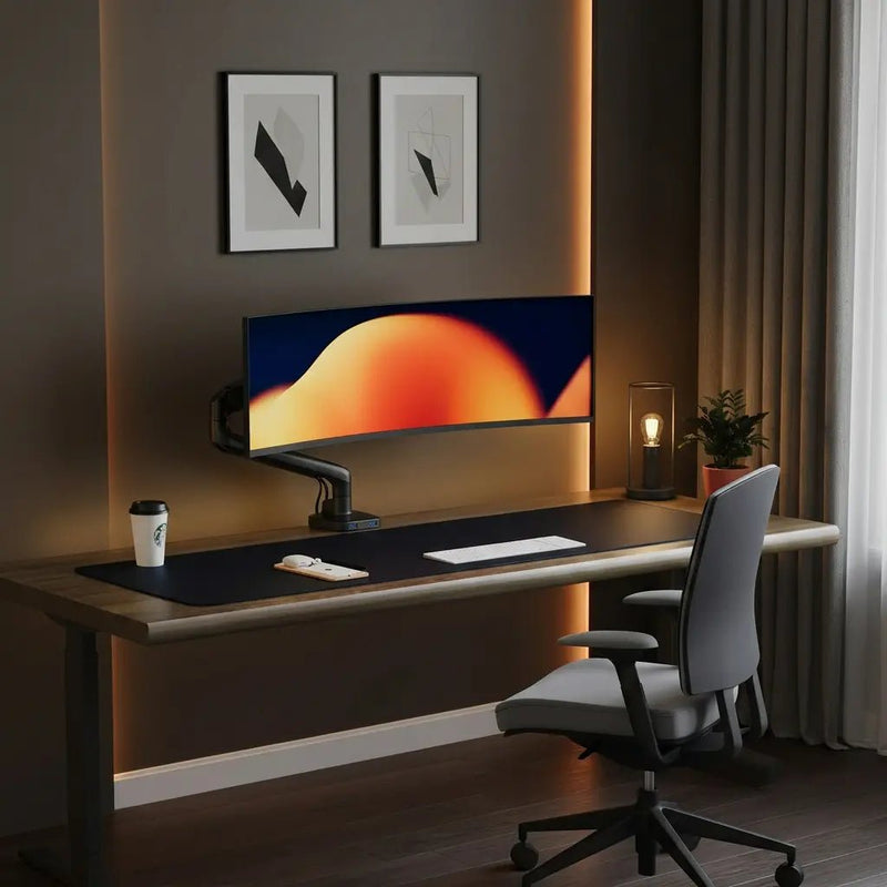 Alberenz eenzegen Monitorarm Gasfeder - Bis zu 40 Zoll - mat USB - Schwaarz