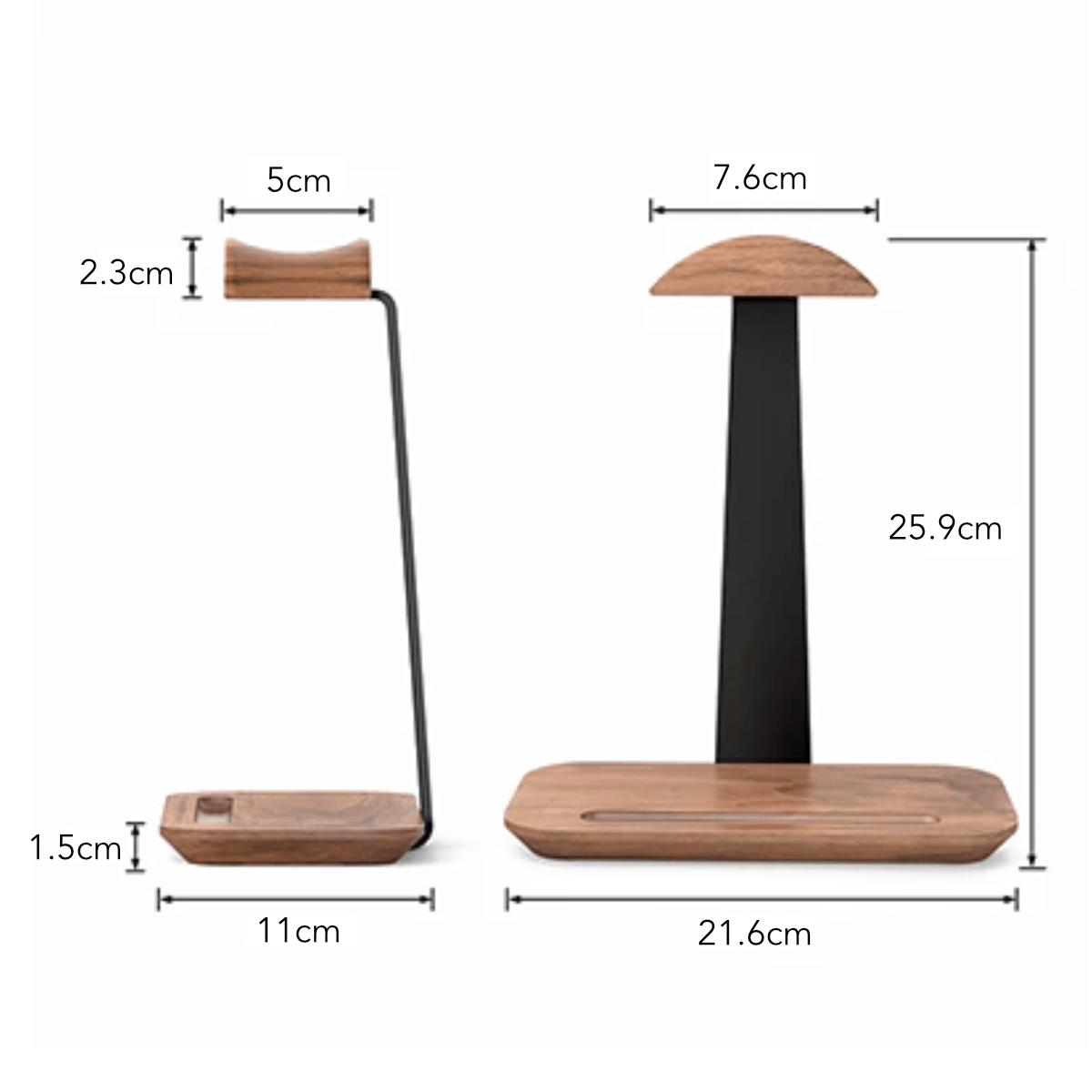 Alberenz® Walnut Headphone Stand with Pen Holder – Stylish Organization for Your Workspace - Alberenz - 