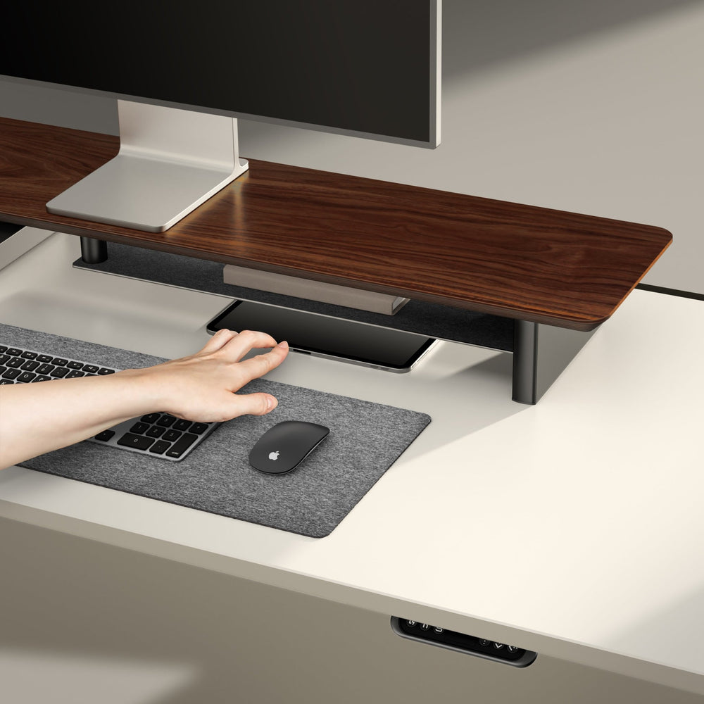 Alberenz® Orzechowy drewniany podwyższacz pod monitor – 2 monitory