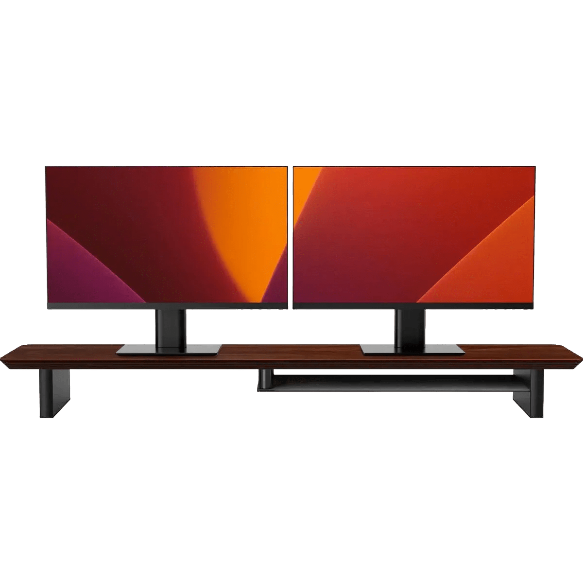 Alberenz® Walnut Wooden Monitor Riser - 2 Monitors - Alberenz - 