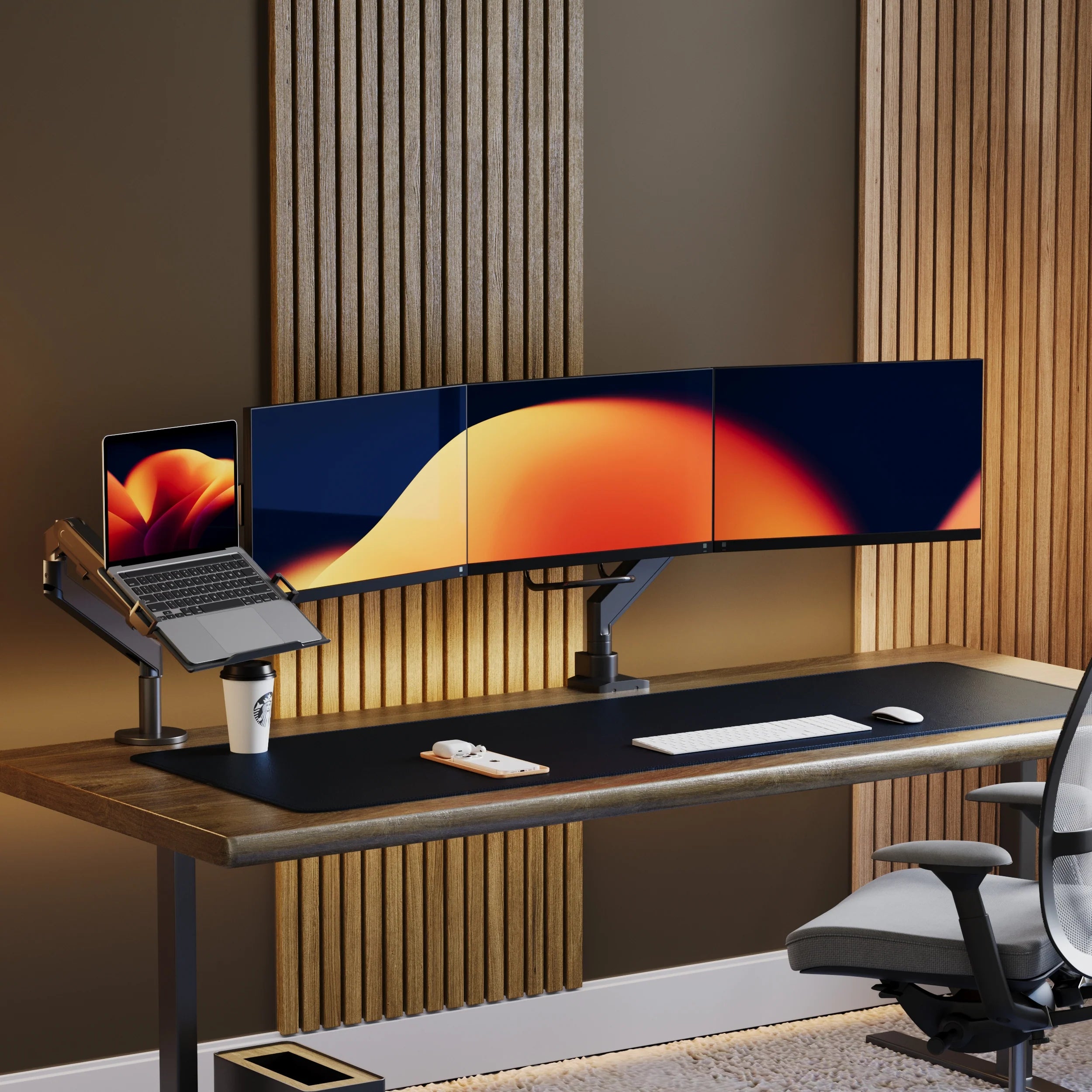 Alberenz triple monitor mount all monitors same height