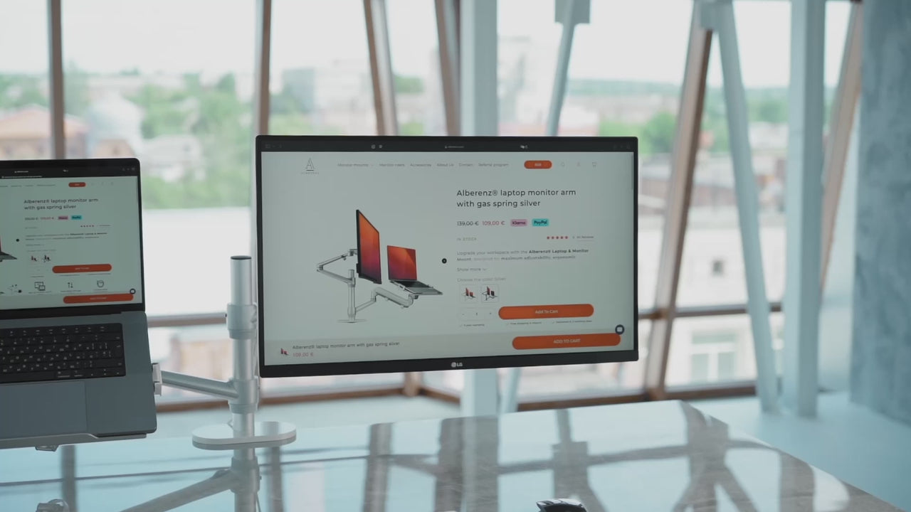 Alberenz® laptop monitor arm with gas spring silver